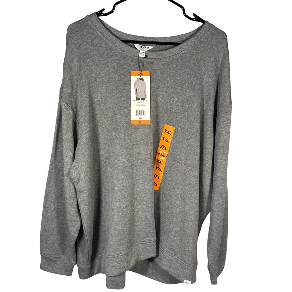 NWT‎ Orvis Women's Gray Cozy Pullover 2XL  Long Sleeve Polyester & Spandex